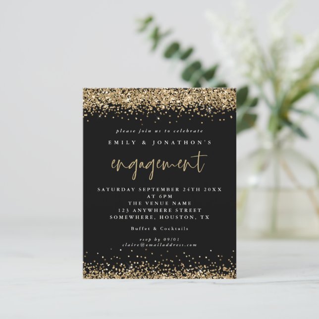 Lámina Invitación para el Purpurina de oro negro de presu (Anverso de pie)