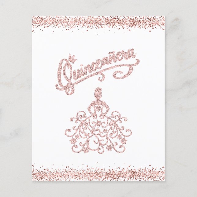 Lámina Invitación para el Purpurina rosa BUDGET Vestido Q (Anverso)