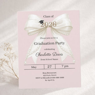 Lámina Invitación para fiesta de graduación lazo marfil r