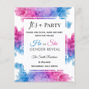 Lámina Invitación para la revelación del sexo del bebé Hu