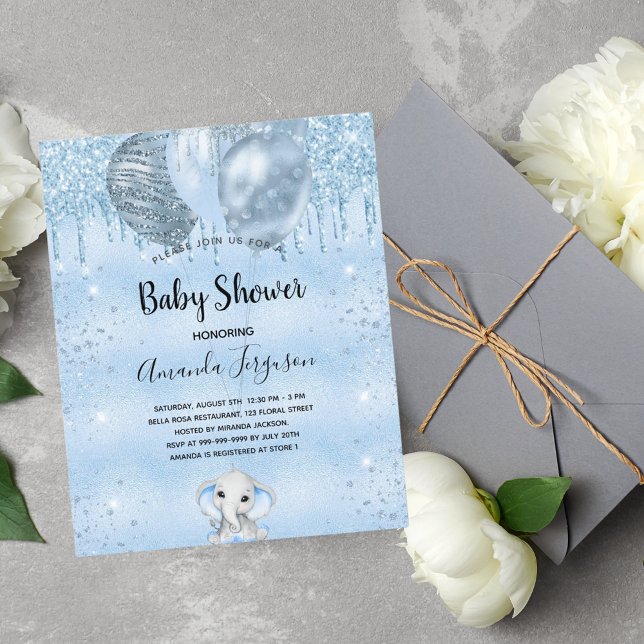 Lámina Invitación para niños con elefantes azules de Baby (Subido por el creador)