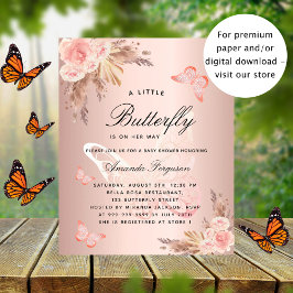 Lámina Invitación para pampas con mariposas en la ducha p