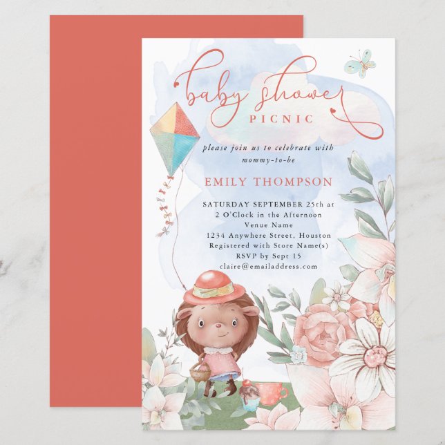 Lámina Invitación para picnic a Chica de edgehog de presu (Anverso / Reverso)