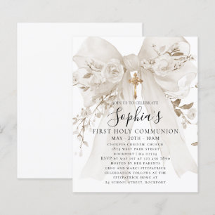 Lámina Invitación para Primera Comunión con Lazo Blanco B