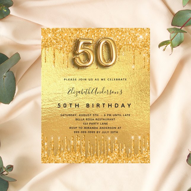 Lámina Invitación para purpurinas de oro de la fiesta de  (Subido por el creador)