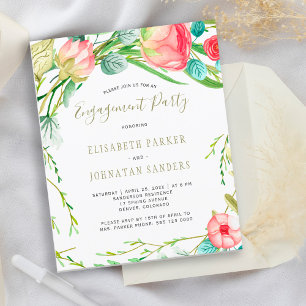 Lámina Invitación para una fiesta de compromiso con rosas