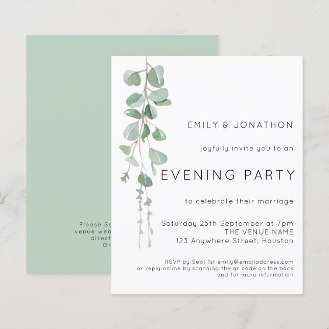 Lámina Invitación para una fiesta de noche de boda con có (Anverso / Reverso)