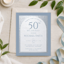 Lámina Invitación plateada económica para cumpleaños 50 D
