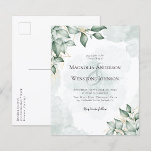 Lámina Invitación postal de Boda de eucalipto de presupue