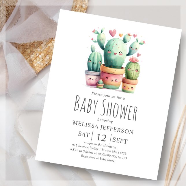 Lámina Invitación presupuestada de Cute Cactus Baby Showe (Subido por el creador)