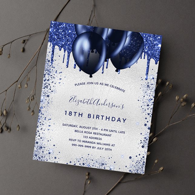 Lámina Invitación presupuestal azul marino de plata de cu (Subido por el creador)