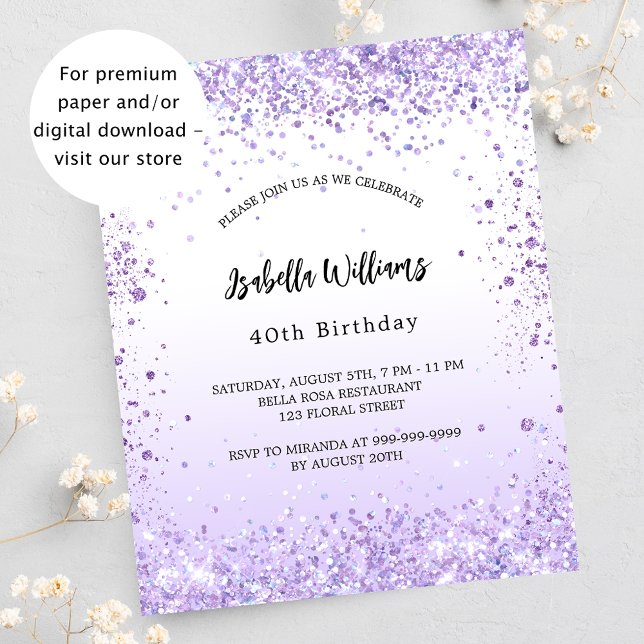 Lámina Invitación presupuestal de Birday Violet Lavender (Subido por el creador)