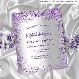 Lámina Invitación presupuestal violeta de plata de cumple