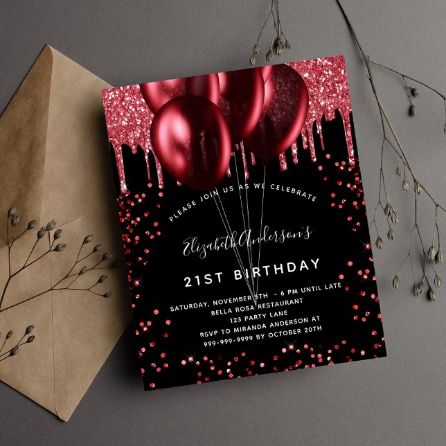 Lámina Invitación presupuestaria de globos rojos negros (Subido por el creador)