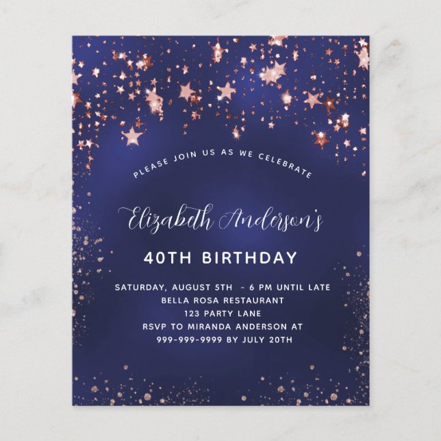 Lámina Invitación presupuestaria de las estrellas de rosa (Anverso)