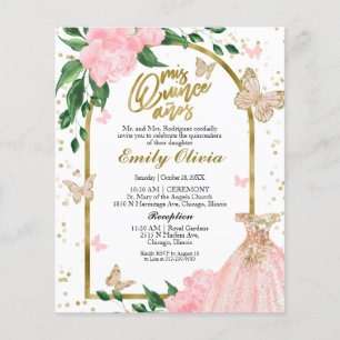 Lámina Invitación presupuestaria de Quinceanera Butterfly