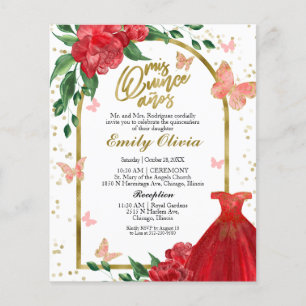 Lámina Invitación presupuestaria de Quinceanera Butterfly