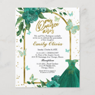Lámina Invitación presupuestaria de Quinceanera Butterfly