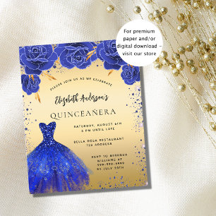 Lámina Invitación presupuestaria de Quinceanera royal blu