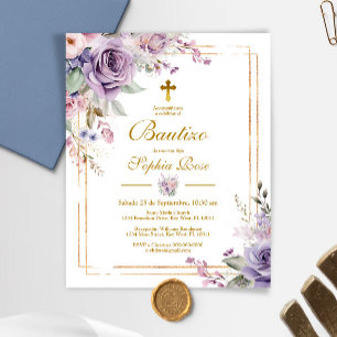 Lámina Invitación presupuestaria de Rosas Moradas para Ba