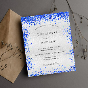 Lámina Invitación presupuestaria del boda azul real plate
