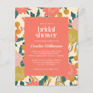 Lámina Invitación presupuestaria Ducha nupcial Naranja Bo