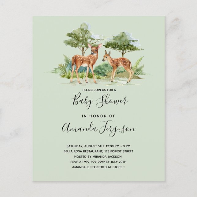 Lámina Invitación presupuestaria para animales de bosque  (Anverso)