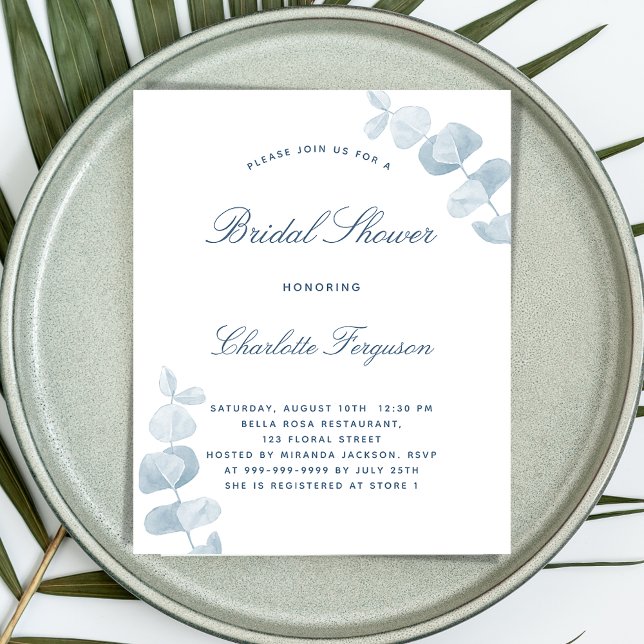 Lámina Invitación presupuestaria para ducha de novia azul (Subido por el creador)