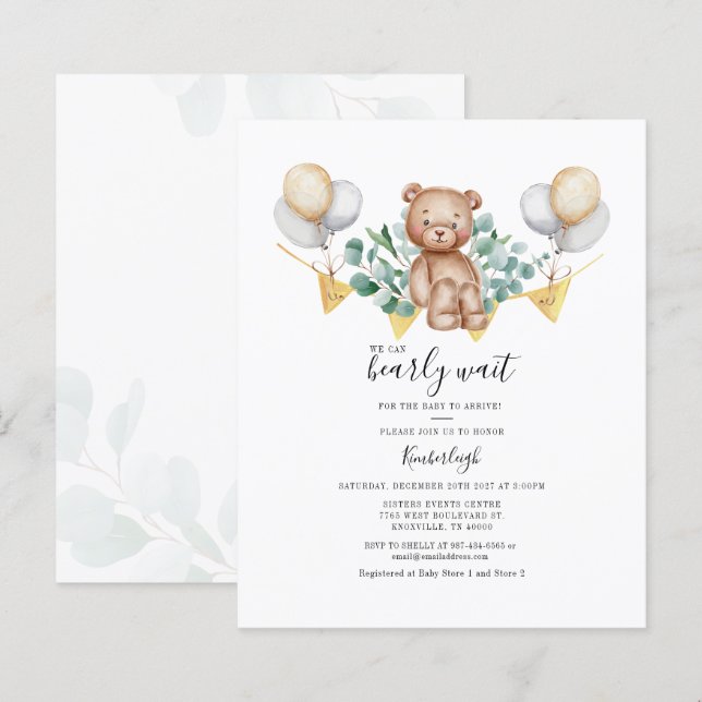 Lámina Invitación presupuestaria para Eucalyptus Bear Bab (Anverso / Reverso)