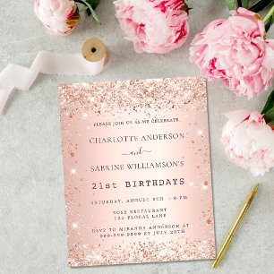 Lámina Invitación presupuestaria para rosa de cumpleaños 