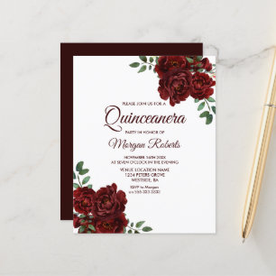Lámina Invitación presupuestaria Romántica Rosa Roja Quin