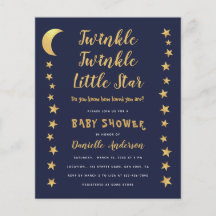 Invitación Presupuesto Baby Shower Estrellas Luna 