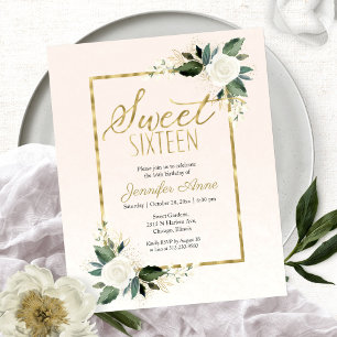 Lámina Invitación Presupuesto Cumpleaños 16 Floral Rosa B
