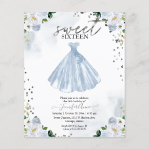 Lámina Invitación Presupuesto Sweet 16 Vestido Floral Azu