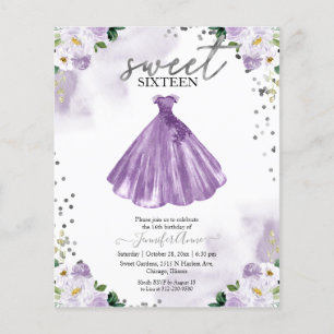 Lámina Invitación Presupuesto Sweet 16 Vestido Floral Mor