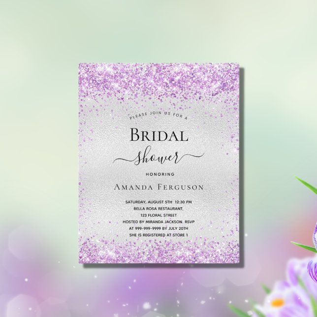 Lámina Invitación púrpura de plata en ducha de novia (Subido por el creador)