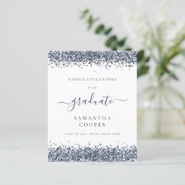 Lámina Invitación Purpurina Azul de la graduación 2024