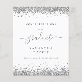 Lámina Invitación Purpurina Plata de Graduación 2024