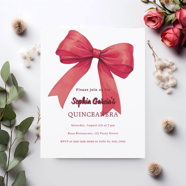 Lámina Invitación Quinceanera blanca de arco rojo (Subido por el creador)