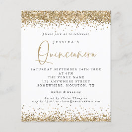Lámina Invitación Quinceanera de borde Purpurina de oro d