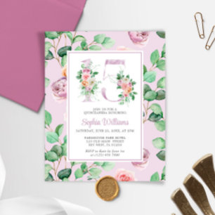 Lámina Invitación Quinceañera de flores de Rosa púrpura p