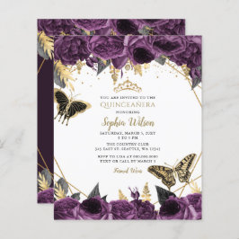 Lámina Invitación Quinceañera de mariposa púrpura de pres