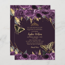 Lámina Invitación Quinceañera de mariposa púrpura de pres