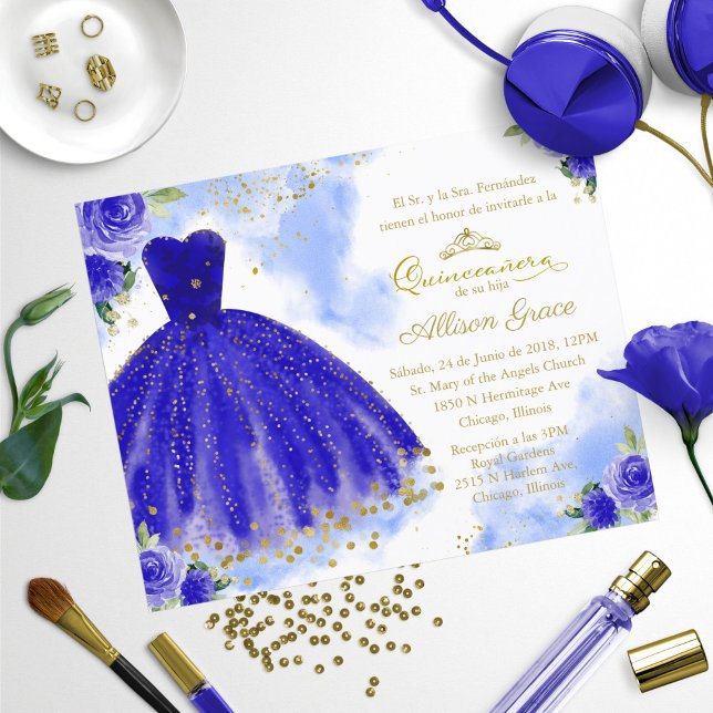 Lámina Invitación Quinceanera de presupuesto Azul Real Es (Subido por el creador)