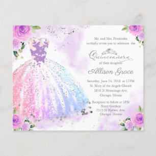 Lámina Invitación Quinceanera de presupuesto Colorido bil