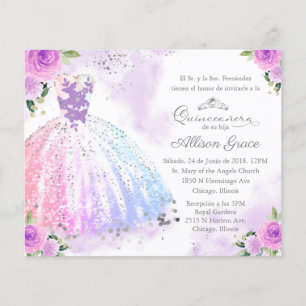 Lámina Invitación Quinceanera de presupuesto Colorido esp