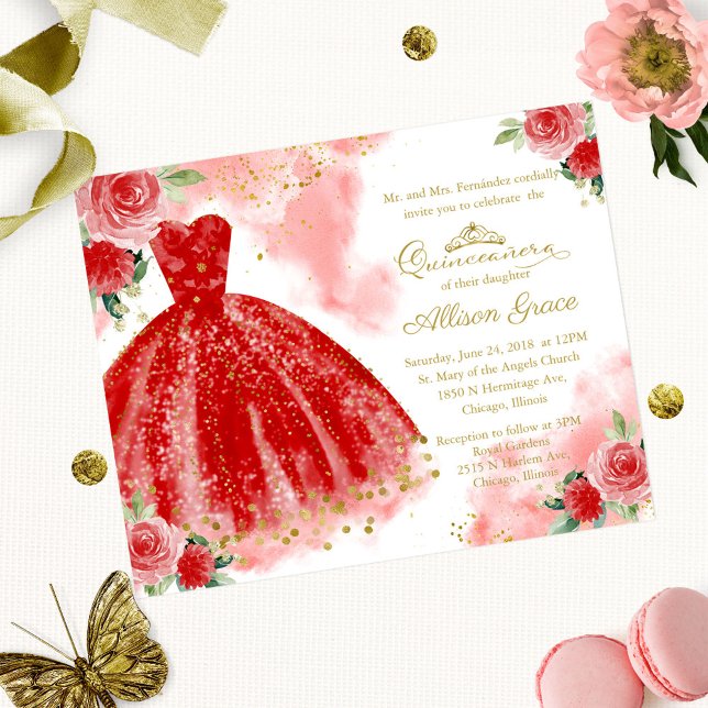 Lámina Invitación Quinceanera de presupuesto Guiso rojo d (Subido por el creador)