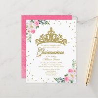 Invitación Quinceanera de presupuesto Tíara de oro