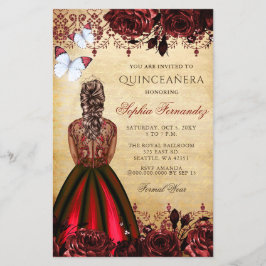 Lámina Invitación Quinceañera de Princesa Roja Presupuest