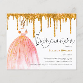 Lámina Invitación Quinceanera de Purpurinas de Oro Presup